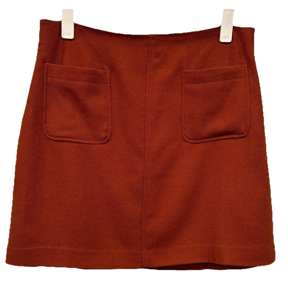 MADEWELL Mini Skirt Women's Size 10 Burnt Orange Lining Pockets Wool Blend Zip